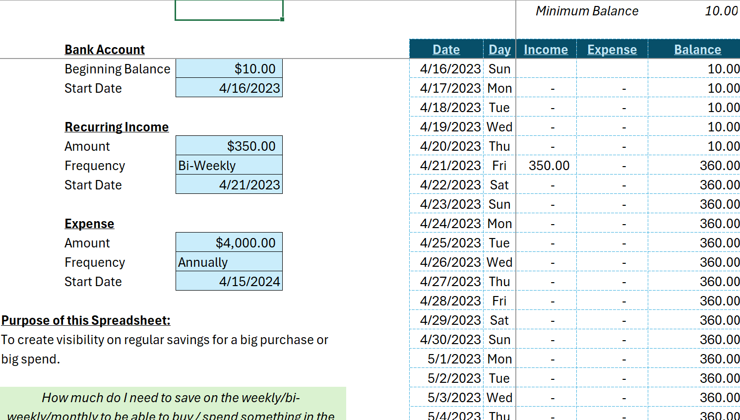 Cash forecasting tool